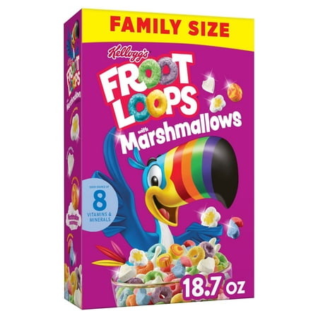Kellogg's Froot Loops Original with Marshmallows Breakfast Cereal, Family Size, 18.7 oz Box