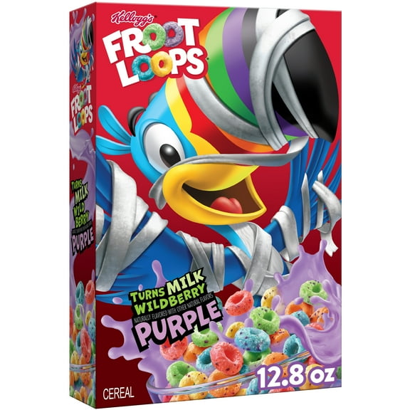 Kellogg's Froot Loops Spooky Wildberry Halloween Edition Cold Cereal, 12.8 oz Box