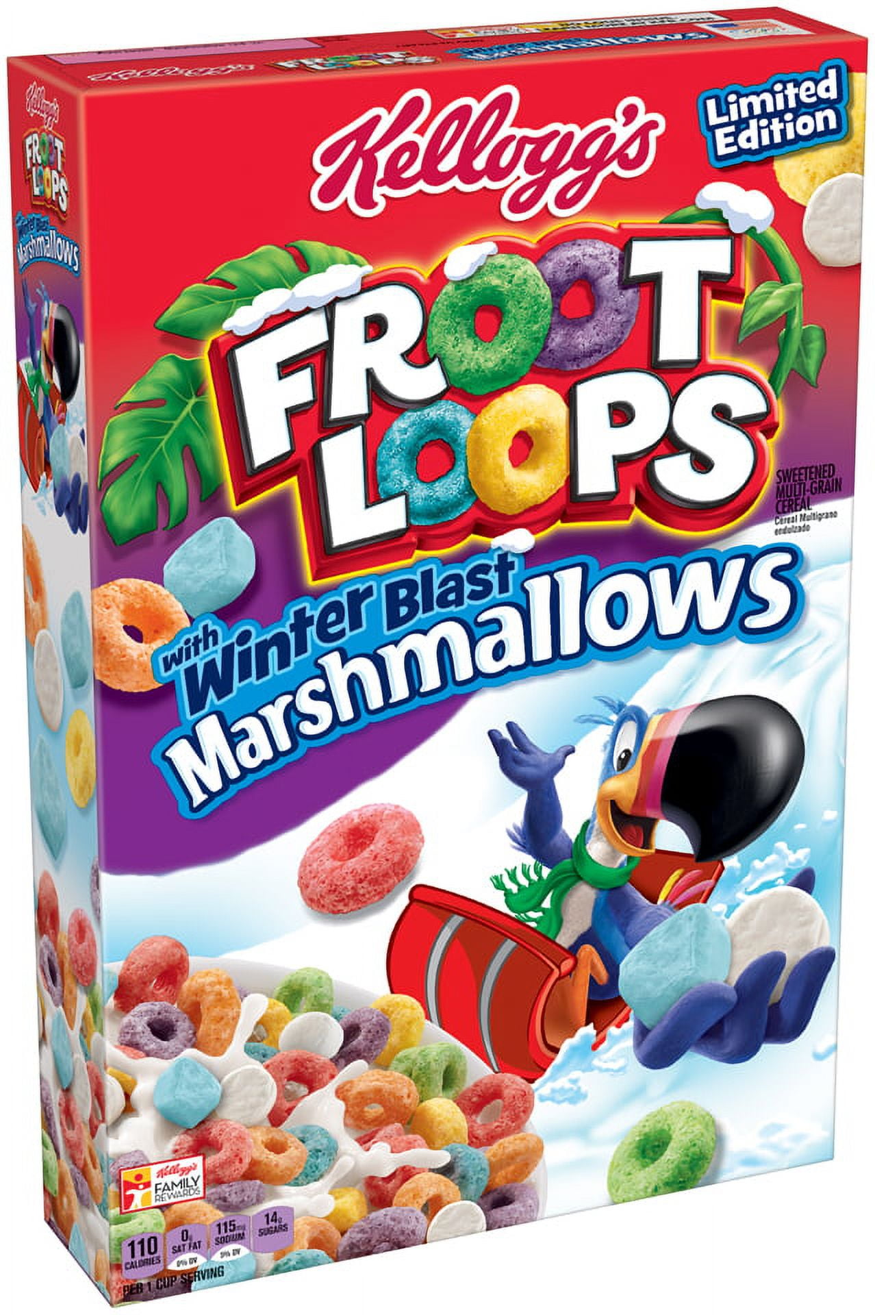  (Discontinued Version) Kellogg's Froot Loops Breakfast Cereal  with Fruity Shaped Marshmallows, Low Fat, 12.6 oz Box(Pack of 4): Cold  Breakfast Cereals