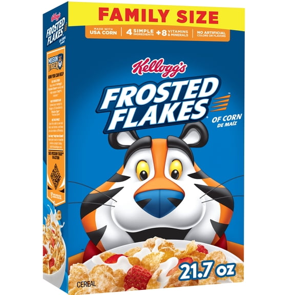Kellogg's Frosted Flakes Original Breakfast Cereal, Fat Free, Family Size, 21.7 oz
