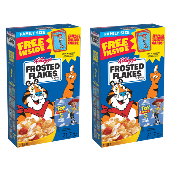 Kellogg's Frosted Flakes Breakfast Cereal, Kids Cereal, Family Breakfast, Family Size, Original, 21.7oz (Pack 2)
