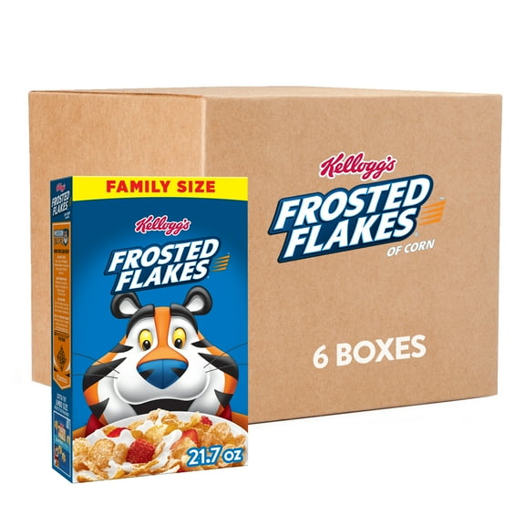 Kellogg's Frosted Flakes Breakfast Cereal, Kids Cereal, Family Breakfast, Family Size, Original (6 Boxes)