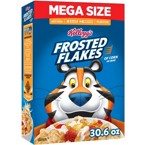 Kellogg's Frosted Flakes Breakfast Cereal, Fat Free, Mega Size, 30.6 oz