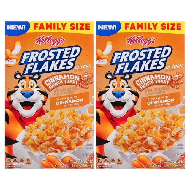 (2 pack) Kellogg's Frosted Flakes Cereal Cinnamon French Toast 22oz