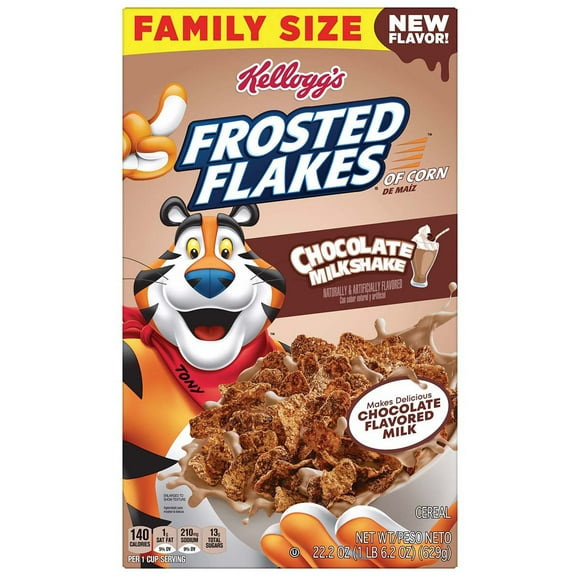 Pack of 2 Kellogg's Frosted Flakes Chocolate Milkshake Family Size, 22.2 oz (Package May Vary)