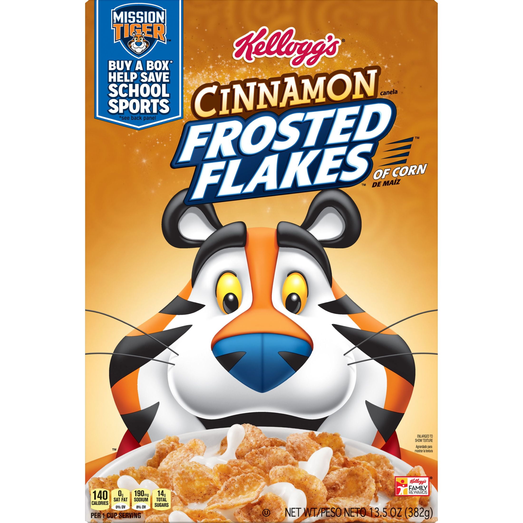 Kellogg's Frosted Flakes Cinnamon Cold Breakfast Cereal, 13.5 oz