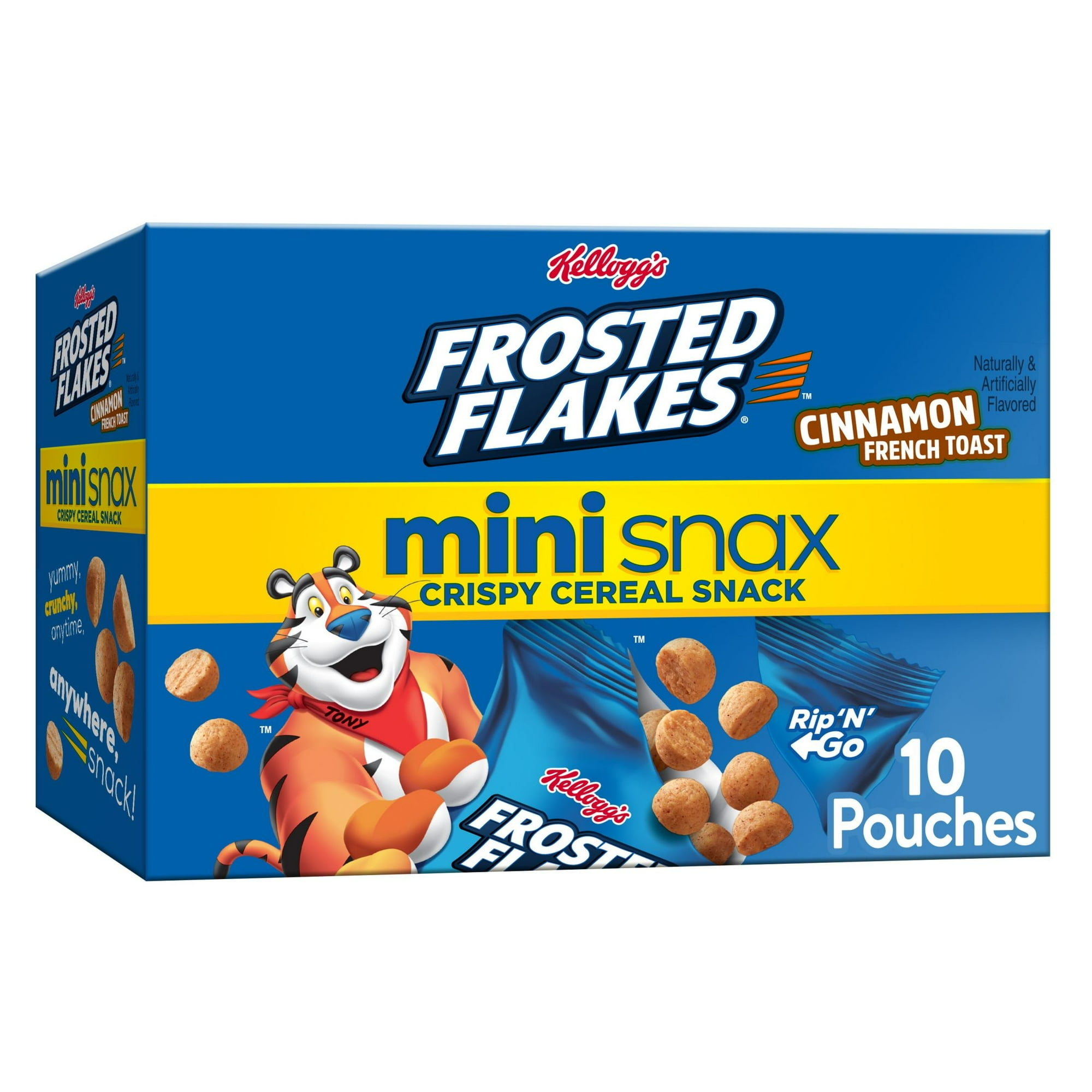 Kellogg’s Frosted Flakes Cinnamon French Toast Crispy Cereal Snacks, 9.5 oz Box, 10 Count