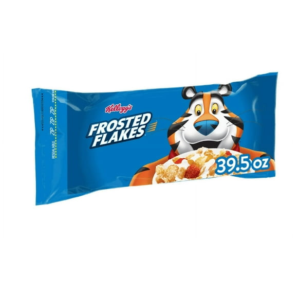 Kellogg's Frosted Flakes Cold Breakfast Cereal, 8 Vitamins and Minerals, Kids Snacks, Original, 39.5oz Bag (1 Bag)