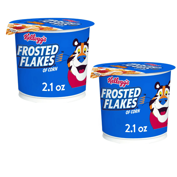 Kelloggs Frosted Flakes Crunchy Sweet Corn Flakes 2-Pack Ready-to-Eat 4.2 oz Cups