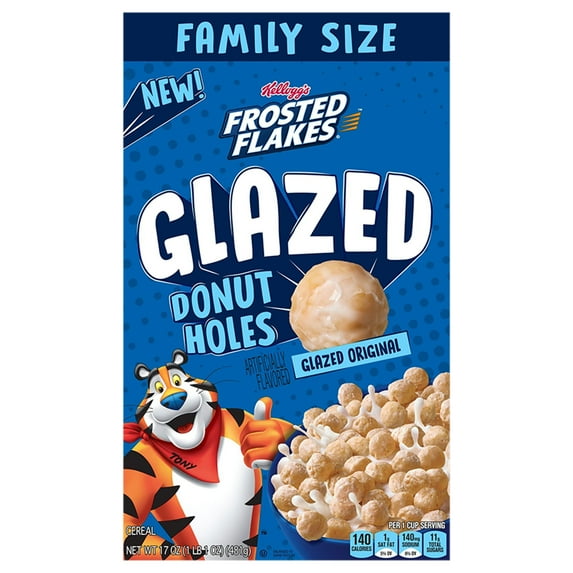 Kellogg's Frosted Flakes Glazed Donut Holes Cereal - Family Size - 17 oz (Pack of 2)