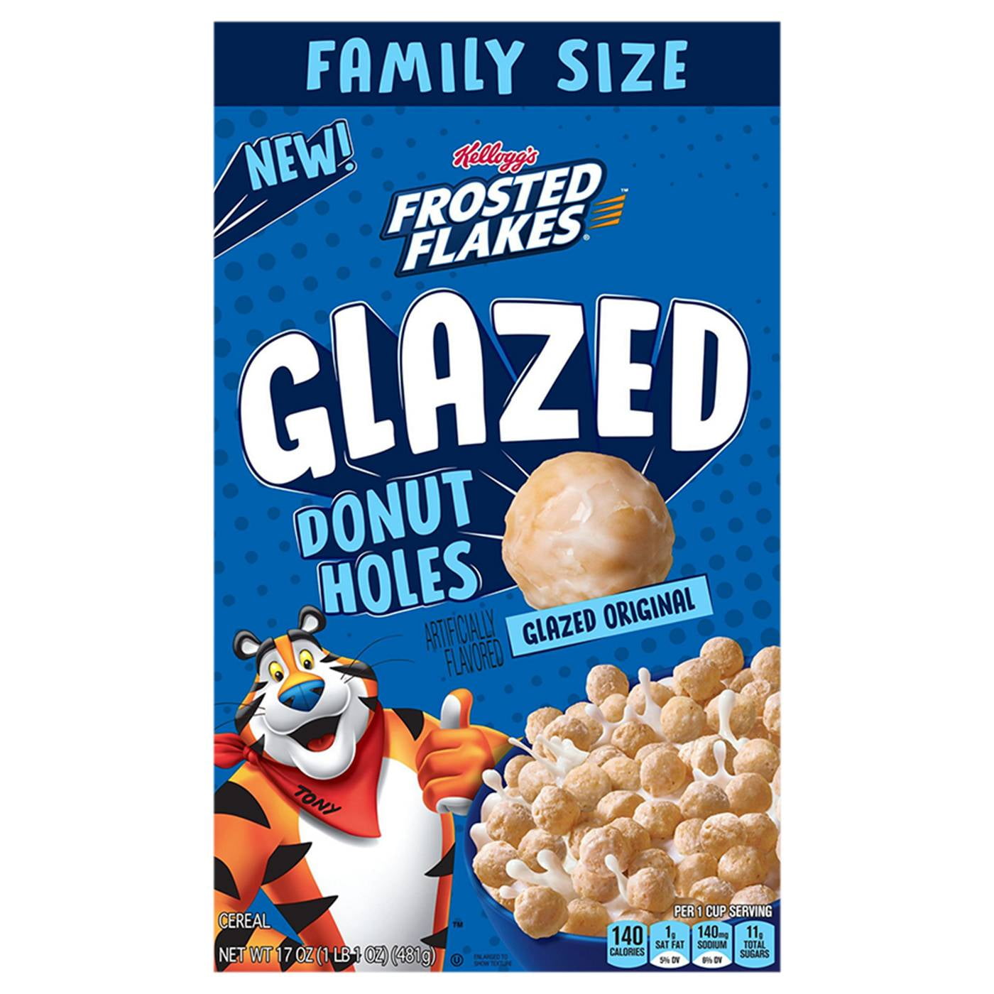 Kellogg's Frosted Flakes Glazed Donut Holes Cereal - Family Size - 17 oz
