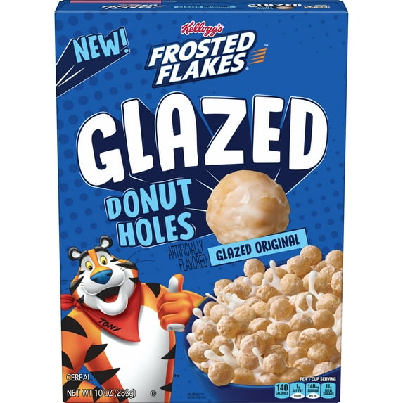 Kellogg's Frosted Flakes Glazed Donut Holes Original Breakfast Cereal, 10 oz Box