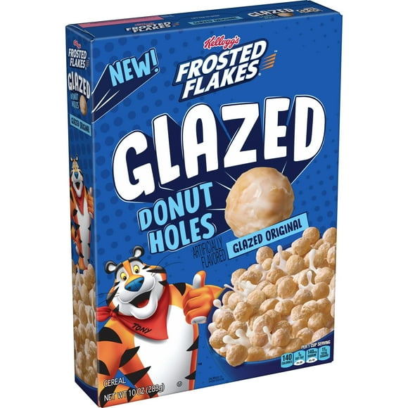 Kellogg's Frosted Flakes Glazed SSF20 Donut Holes Breakfast Cereal, Kids Cereal, Family Breakfast, Original, 10oz Box