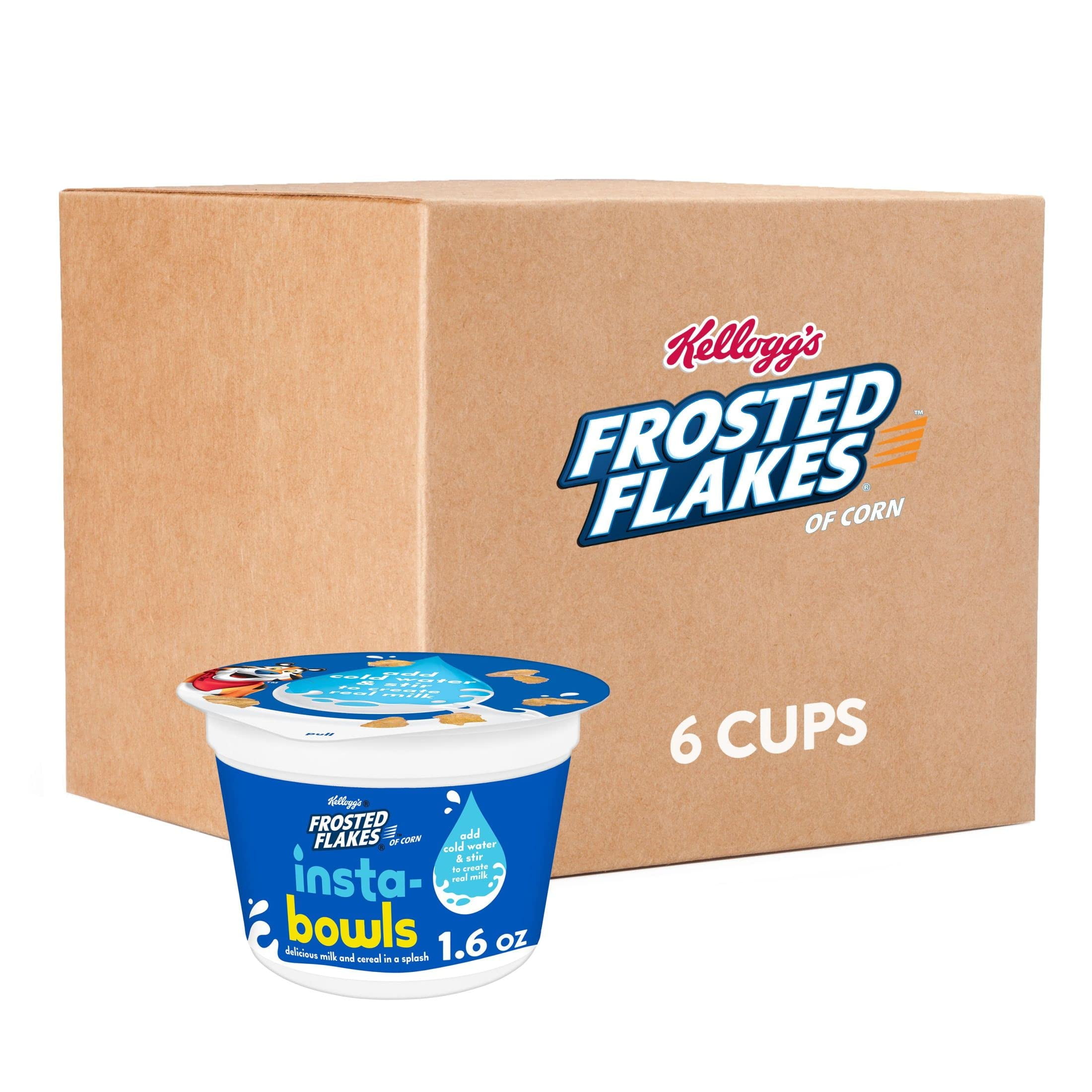 Kellogg's Frosted Flakes InstaBowls Cold Breakfast Cereal, Instant