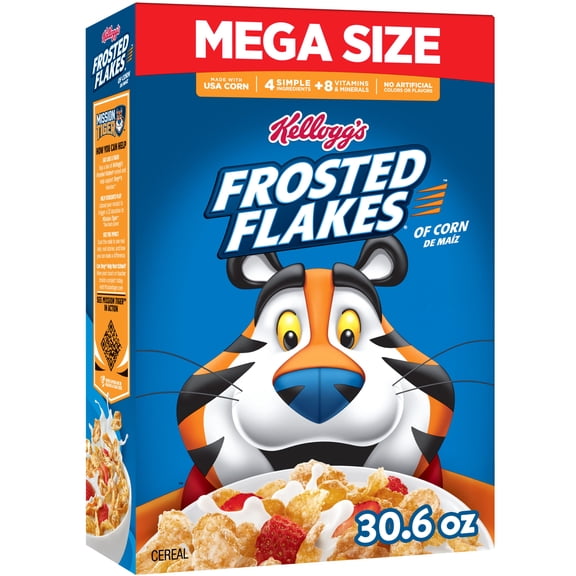 Kellogg's Frosted Flakes Original Breakfast Cereal, Fat Free, Mega Size, 30.6 oz