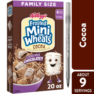 Kellogg's Frosted Mini-Wheats Breakfast Cereal, Kids Cereal, Family Breakfast, Family Size, Cocoa, Box with pan
