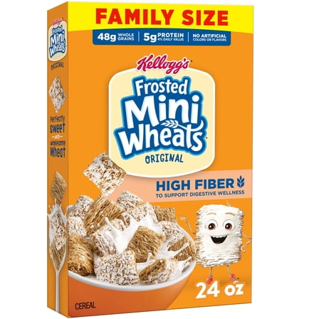 Kellogg’s Frosted Mini-Wheats Breakfast Cereal, High Fiber, 48g Whole Grain, Family Size, 24 oz