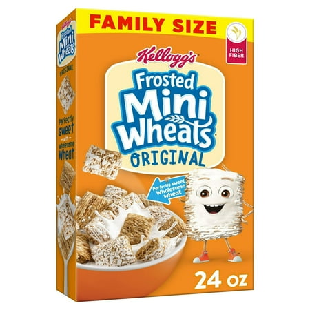 Kellogg's Frosted Mini-Wheats Breakfast Cereal, Kids Cereal, Family Breakfast, Family Size, Original, 24oz (Pack 6)