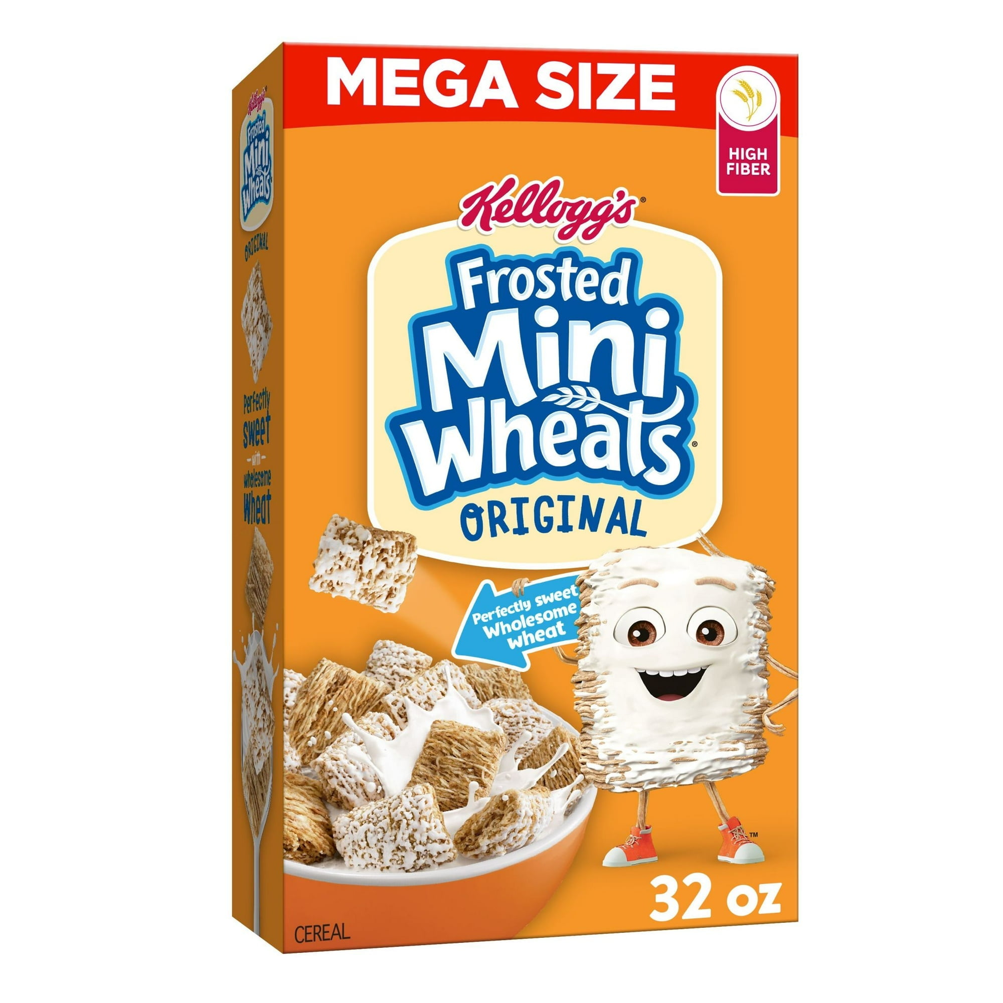 Kellogg's Frosted Mini-Wheats Breakfast Cereal, Kids Cereal, Family Breakfast, Mega Size, Original, 32oz (Pack 6)