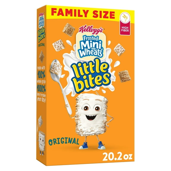 Kellogg's Frosted Mini-Wheats Little Bites Breakfast Cereal, Kids Cereal, Family Breakfast, Family Size, Original, 20.2oz Box (1 Box)