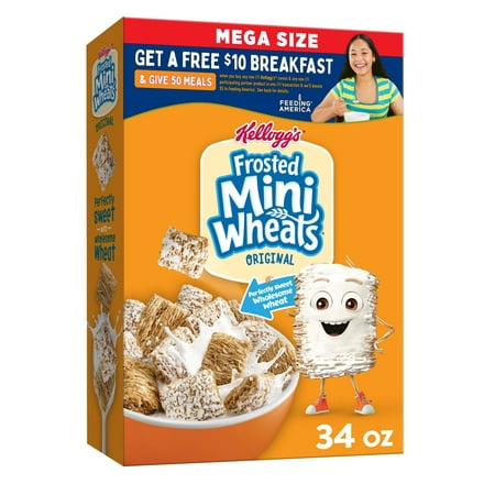 Kellogg's Frosted Mini-Wheats Original Cold Breakfast Cereal, Mega Size, 34 oz Box