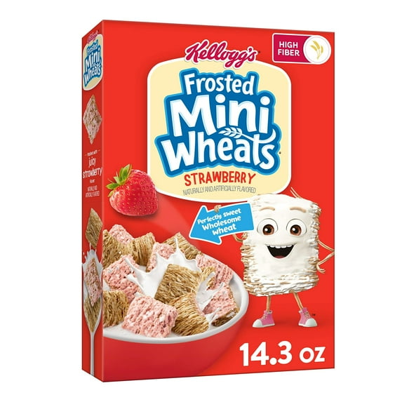 Kellogg's Frosted Mini Wheats Strawberry Breakfast Cereal (Pack of 16)