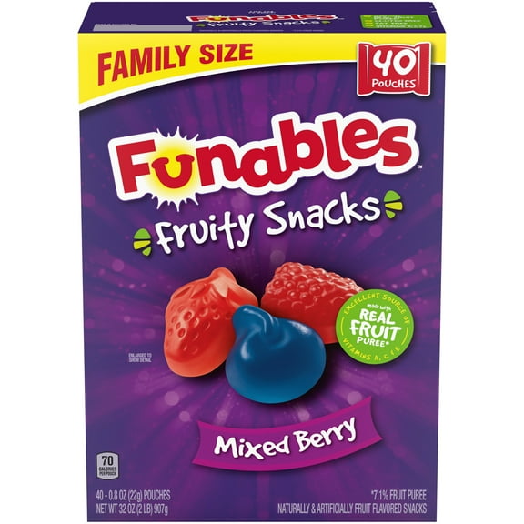 Funables Fruity Snacks Mixed Berry Fruity Snacks, 32 oz, 40 Count