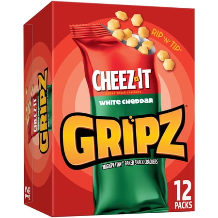 Cheez-It Gripz White Cheddar Baked Snack Crackers, Mini Crackers, 12 Count
