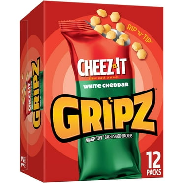 Gripz Cheez-It White Cheddar Mini Cheese Crackers, Kids Snacks, 12 Count