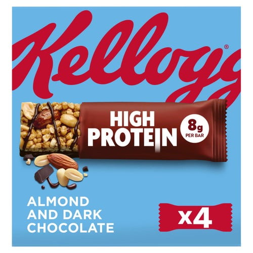 Kellogg's High Protein Dark Chocolate & Almond Cereal Bar 4 x 35g, British Import (Pack of 3)