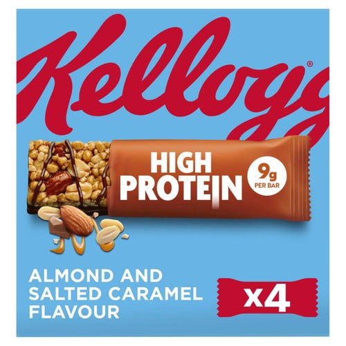 Kellogg's High Protein Salted Caramel & Almond Cereal Bar 4 x 35g, British Import (Pack of 3)