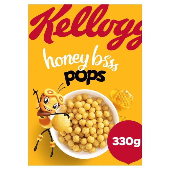 Kellogg's Honey Pops Breakfast Cereal 330g, Imported from Britain