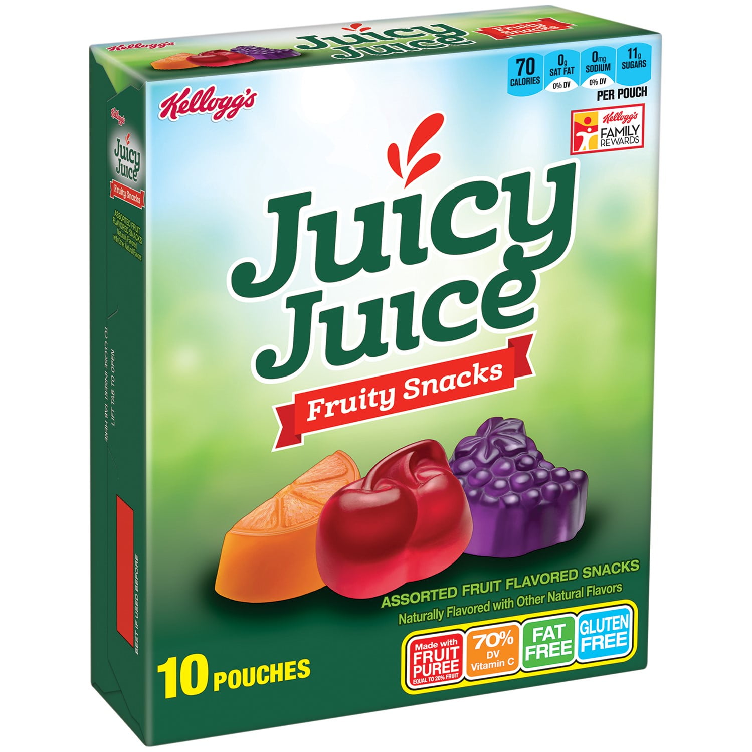 Kellogg's Juicy Juice Assorted Fruit Flavored Snacks, 8 Oz., 10 Count