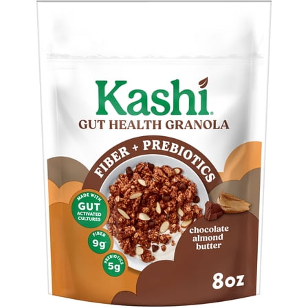 Kashi Gut Health Chocolate Almond Butter Granola, Prebiotics and High Fiber, Whole Grain, 8 oz
