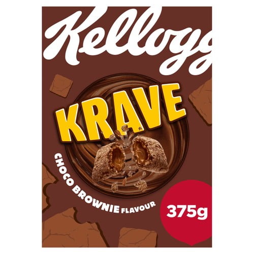 Kellogg's Krave Chocolate Brownie 375g, British Import (Pack of 3)
