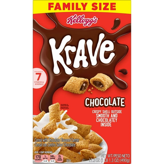 Kellogg's Krave Chocolate Cereal Family Size - 17.3 oz (Pack of 2)