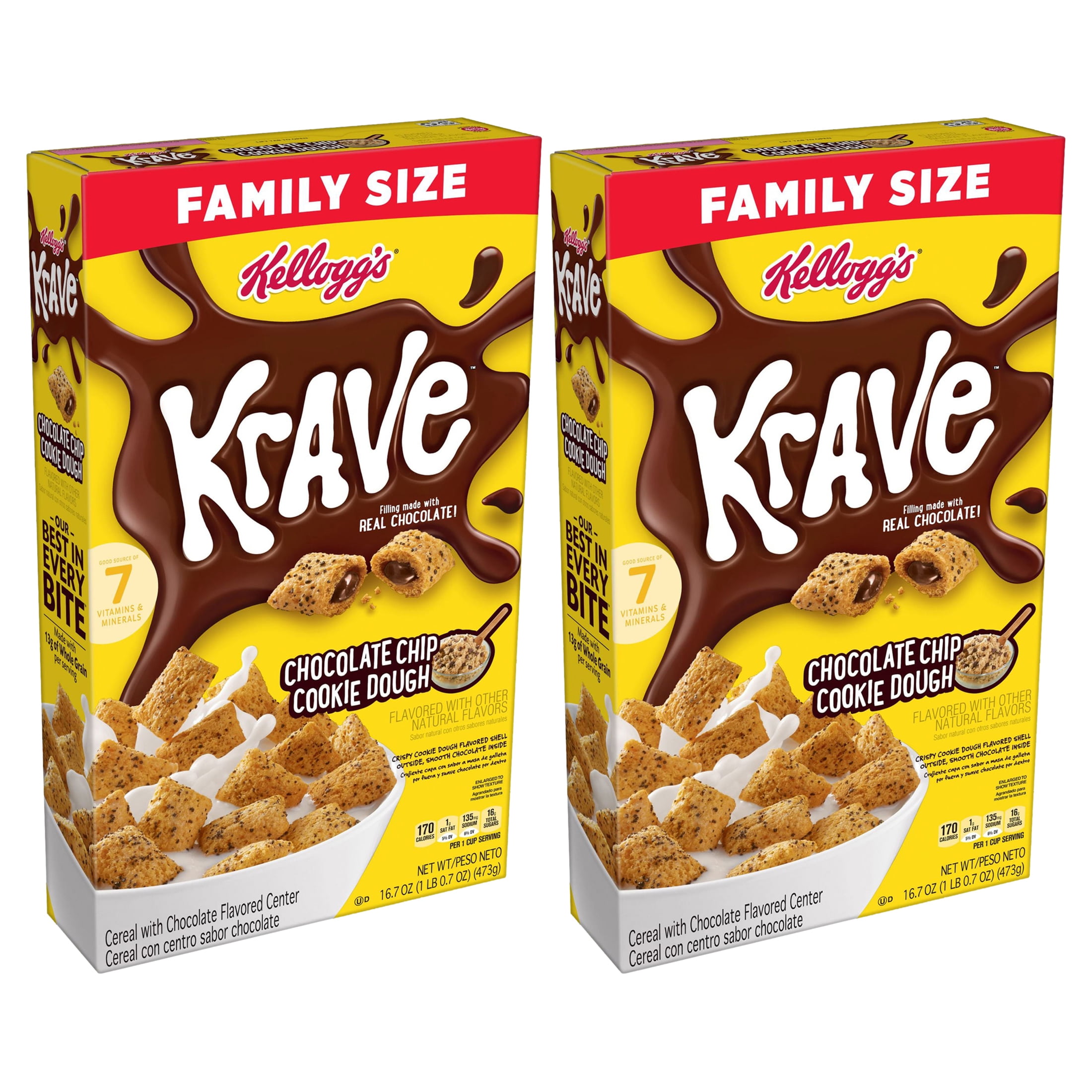 (2 pack) Kellogg's Krave Chocolate Chip Cookie Dough Cold Breakfast