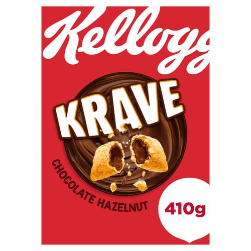 Kellogg's Krave Chocolate Hazelnut Breakfast Cereal 410g, British Import (Pack of 3)