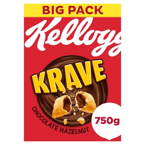 Kellogg's Krave Chocolate Hazelnut Breakfast Cereal 750g, Imported from Britain