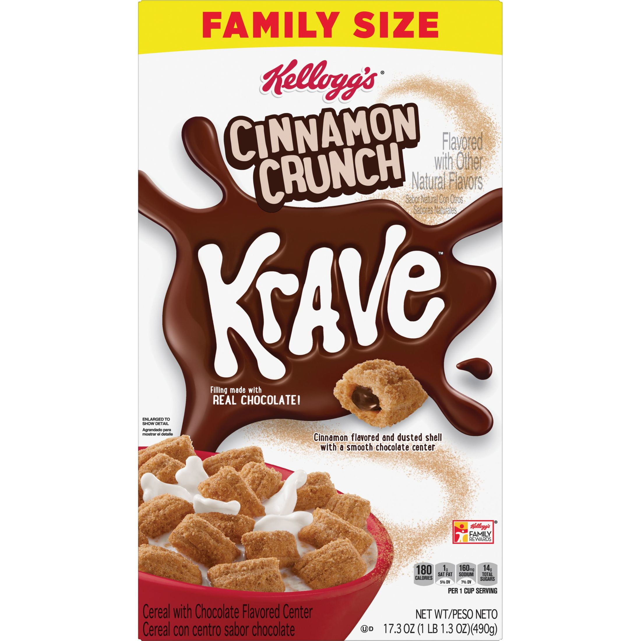 Kellogg's Krave Cinnamon Crunch Cold Breakfast Cereal, 17.3 oz