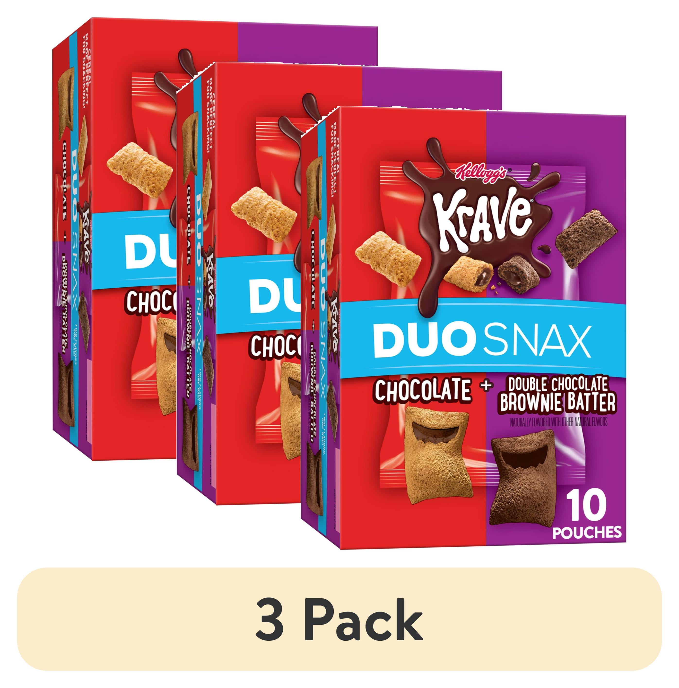 (3 pack) Kellogg's Krave Duo Snax Chocolate and Double Chocolate Brownie Batter Cereal Snacks, 5