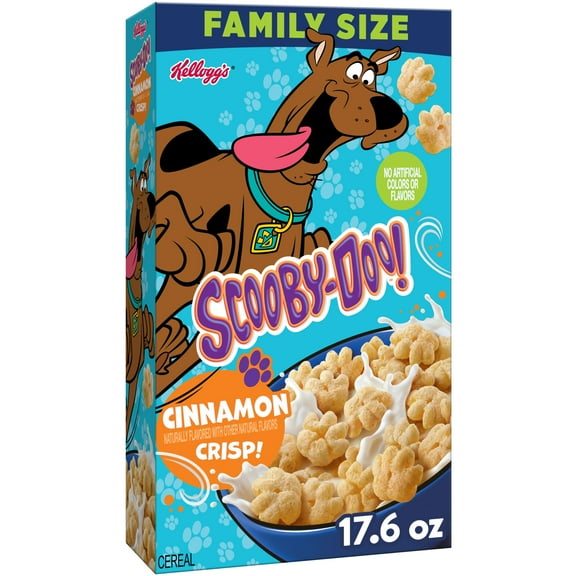 Kellogg’s SCOOBY-DOO! Breakfast Cereal, Kids Snacks, Family Size, Cinnamon Crisp, 17.6 oz Box (1 Box)