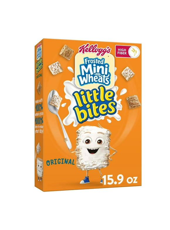 Kellogg's Little Bites Frosted Mini-Wheats Breakfast Cereal, Kids Cereal, Family Breakfast, Original, 15.9oz Box (1 Box)