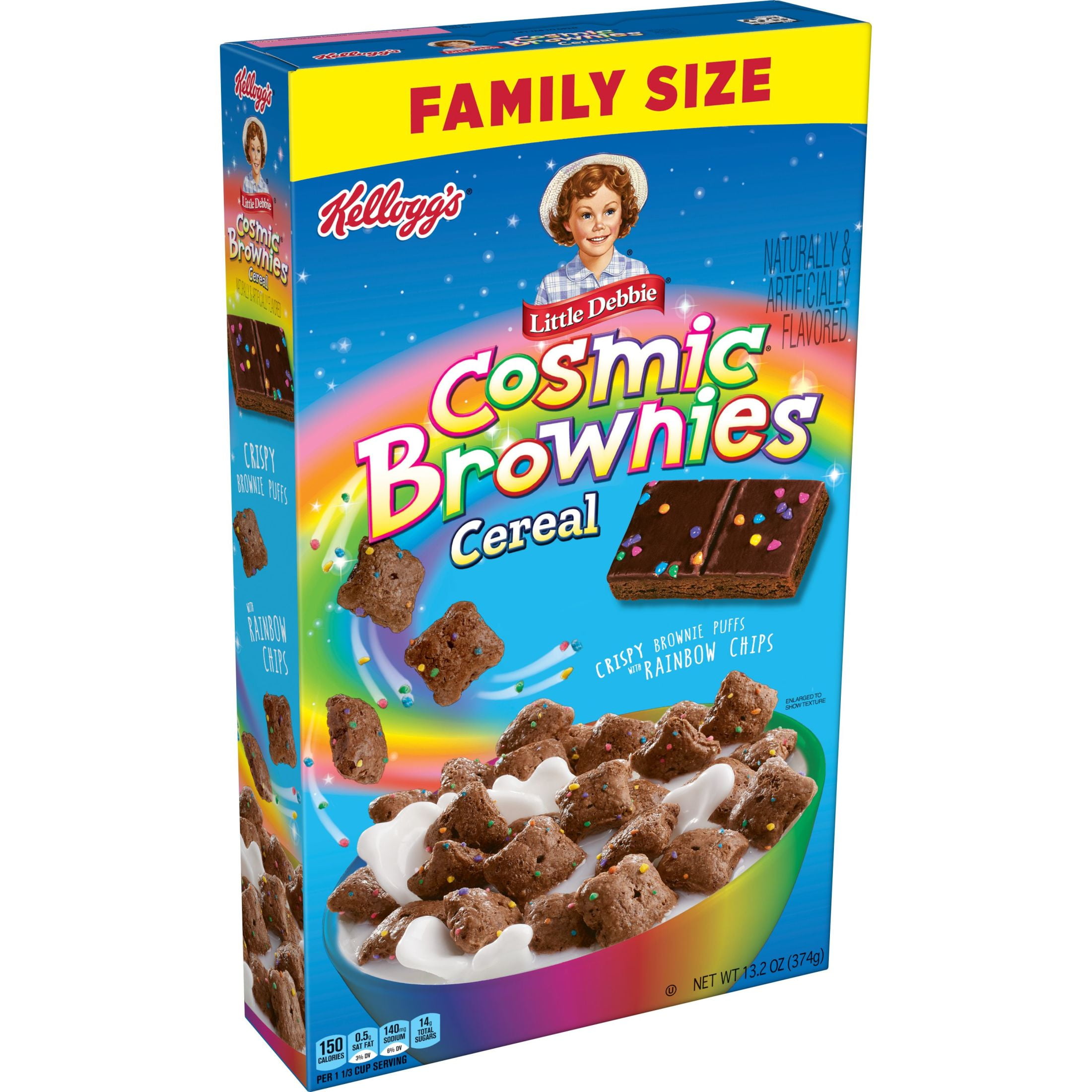 Kellogg's Little Debbie Cosmic Brownies Cold Breakfast Cereal, Family Size, 13.2 oz Box