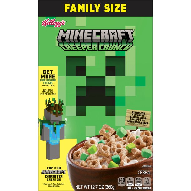 Kellogg's Minecraft Creeper Crunch Cinnamon with Marshmallows Cold