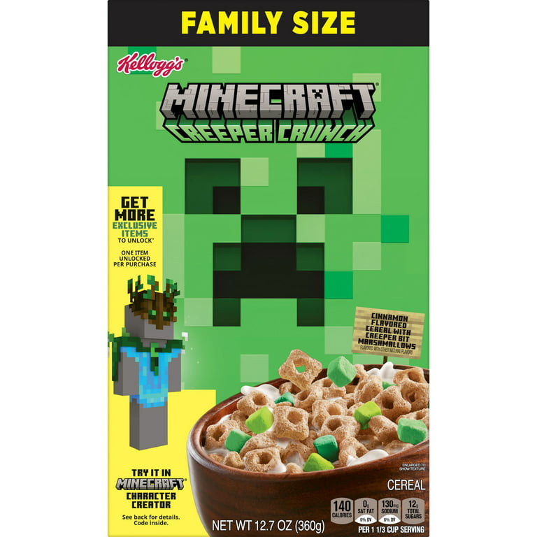 Kellogg's Minecraft Creeper Crunch Cinnamon with Marshmallows Cold  Breakfast Cereal, 12.7 oz 