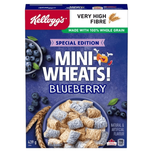 Kellogg's Mini-Wheats Cereal, Blueberry Flavor, 439g