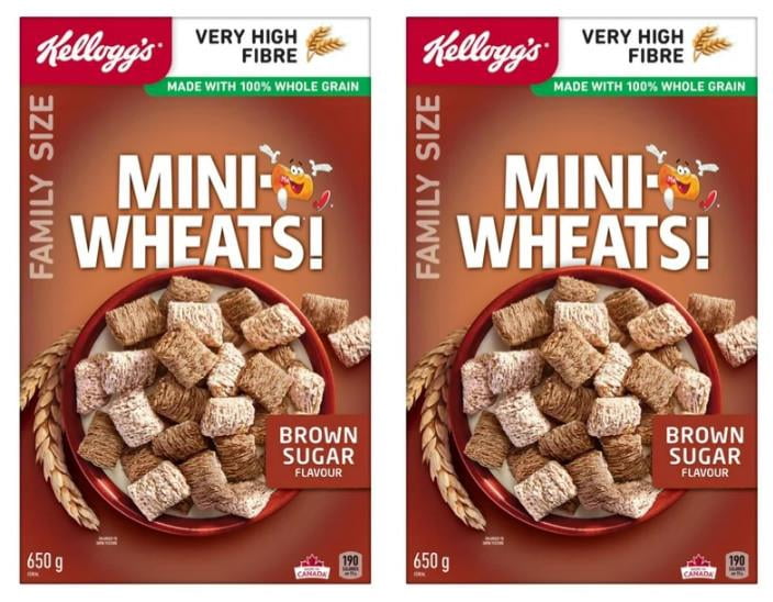 Kellogg's Mini-Wheats Cereal Brown Sugar Flavor, Family Size, 650g (2 Pack)
