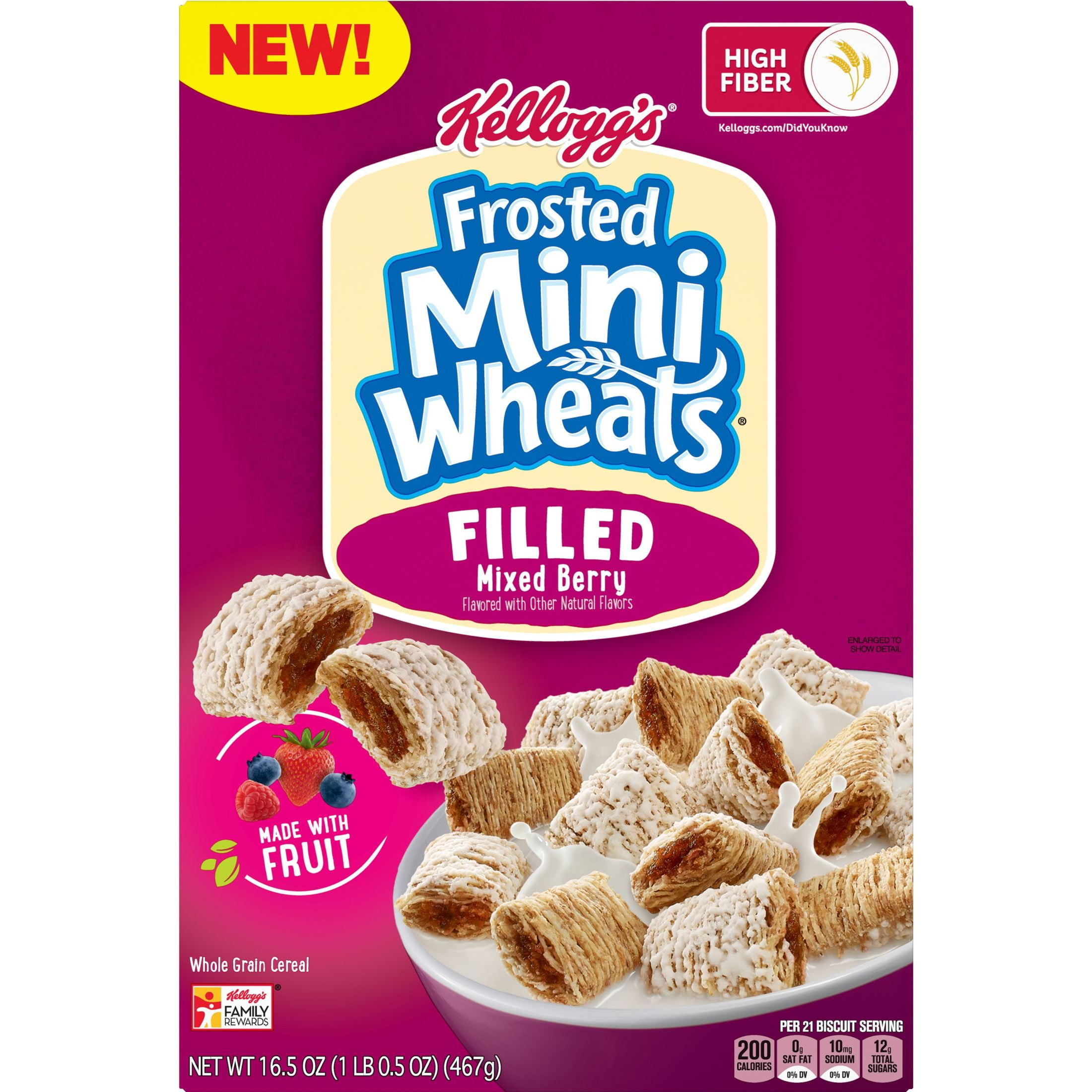 Kellogg's Mini Wheats Mixed Berry Cold Breakfast Cereal, 467g - Walmart.com