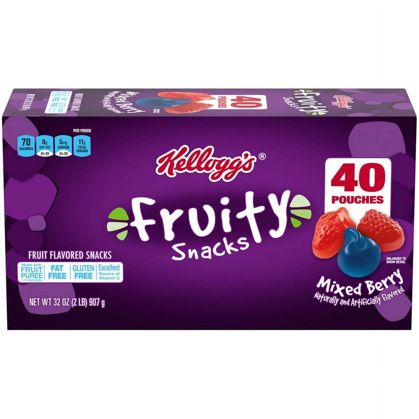 Kellogg's Mixed Berry Fruity Snacks, 0.8 Oz, 40 Count